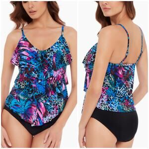 Magicsuit NWT Rita Tankini Top Social Butterfly Size 8 Tiered Ruffle V-Neck